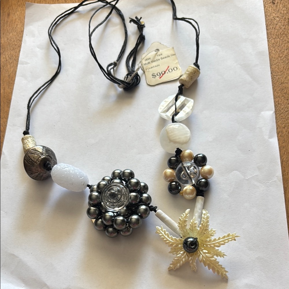Black and White Bohemian Pearl Necklace